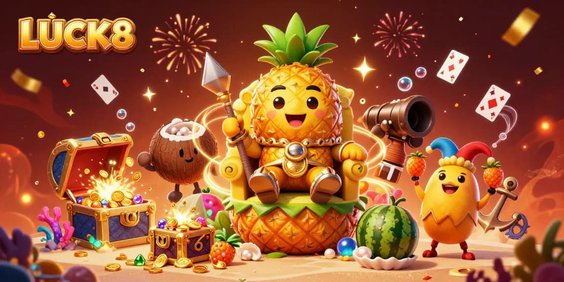 LUCK8 delivers explosive gaming excitement, showcasing dynamic characters and casino elements in vibrant detail.