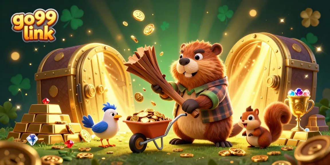 Experience winning opportunities with the go99 link in this vibrant 3D casino scene filled with treasures.