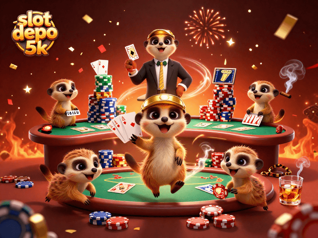 Experience excitement in a fun 3D scene featuring meerkats engaging in a lively game at slot depo 5k.