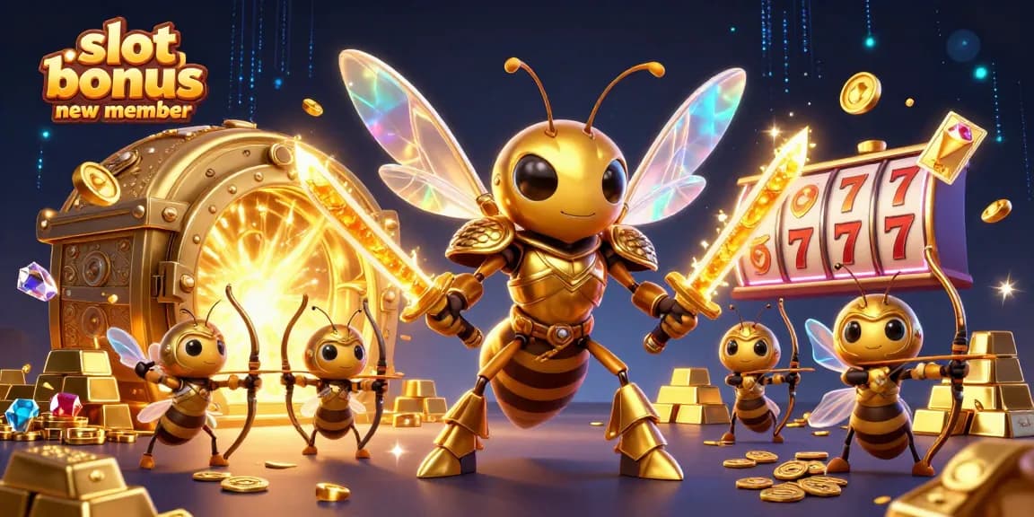Engage with slot bonus new member in this vibrant 3D illustration filled with treasures.
