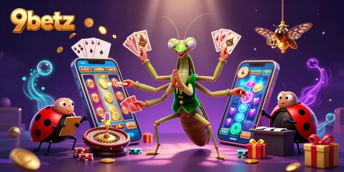 Engage in thrilling gameplay at 9betz with vibrant casino elements and cartoon action.