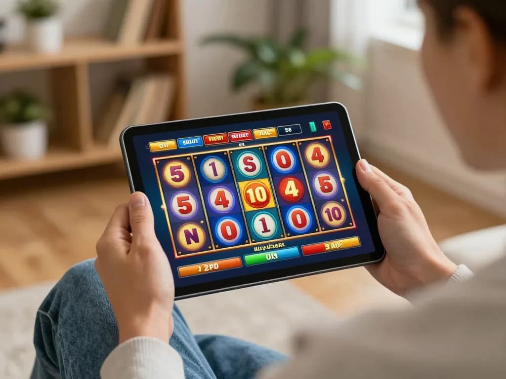 Engaging play on tablet for slot bonus new member 100, showcasing online gaming excitement.