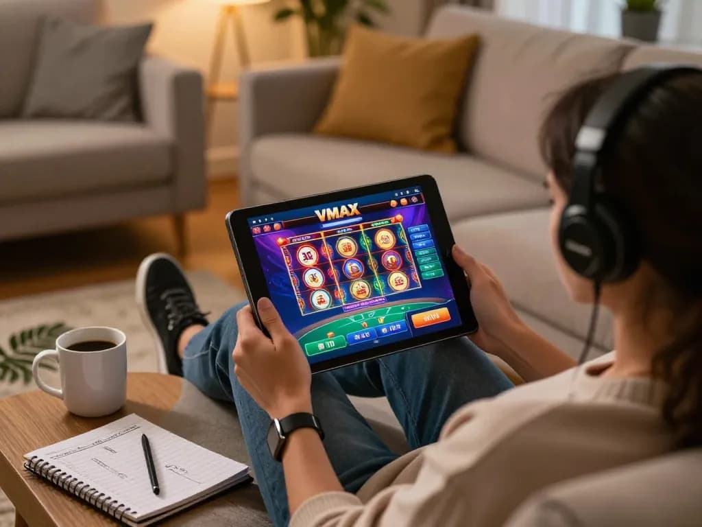 Engaging with the VMAX online casino interface for thrilling gaming experiences at home.
