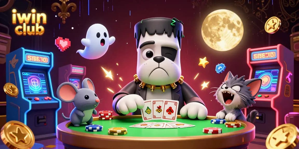 Experience thrilling gameplay with iwin club in this vibrant, dynamic casino scene featuring playful characters.