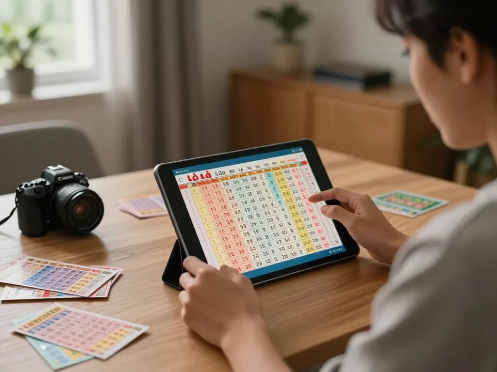 Engaging in lô đề betting on a tablet during a cozy home gaming session
