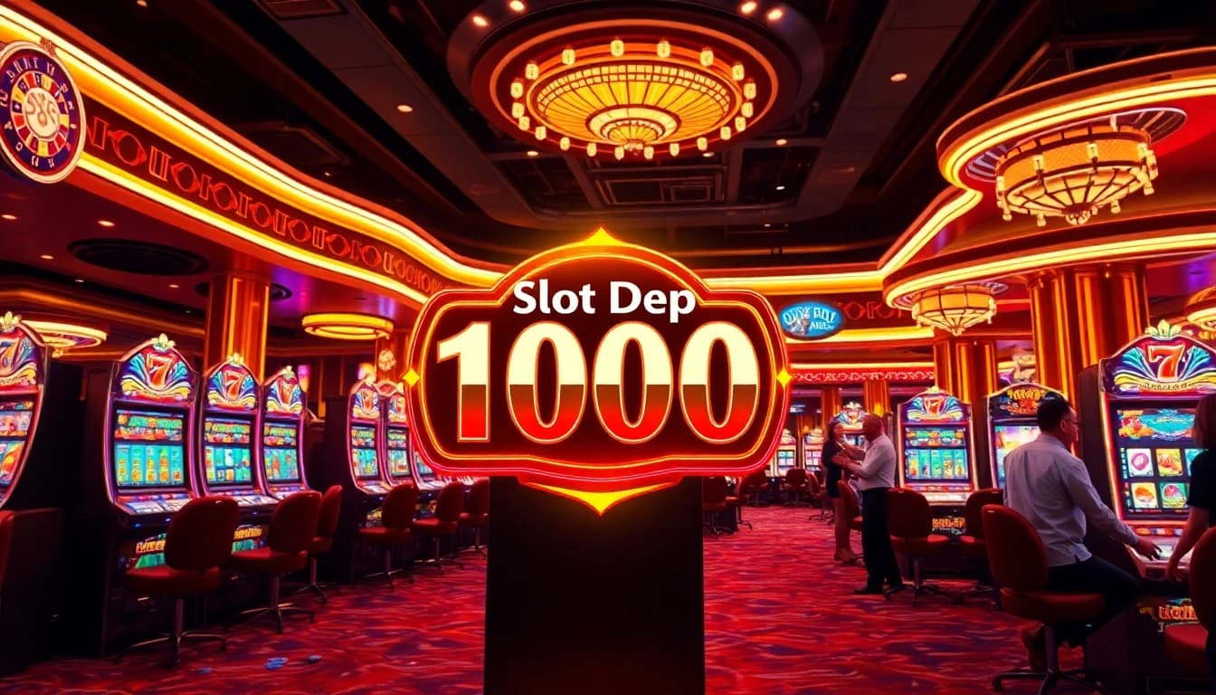 Engaging players at the "Slot Depo 1000" machine in a vibrant casino setting