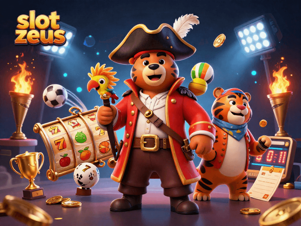 Engage with slot zeus as the cartoon pirate captain bear leads the adventure amidst thrilling game elements and dynamic actions.