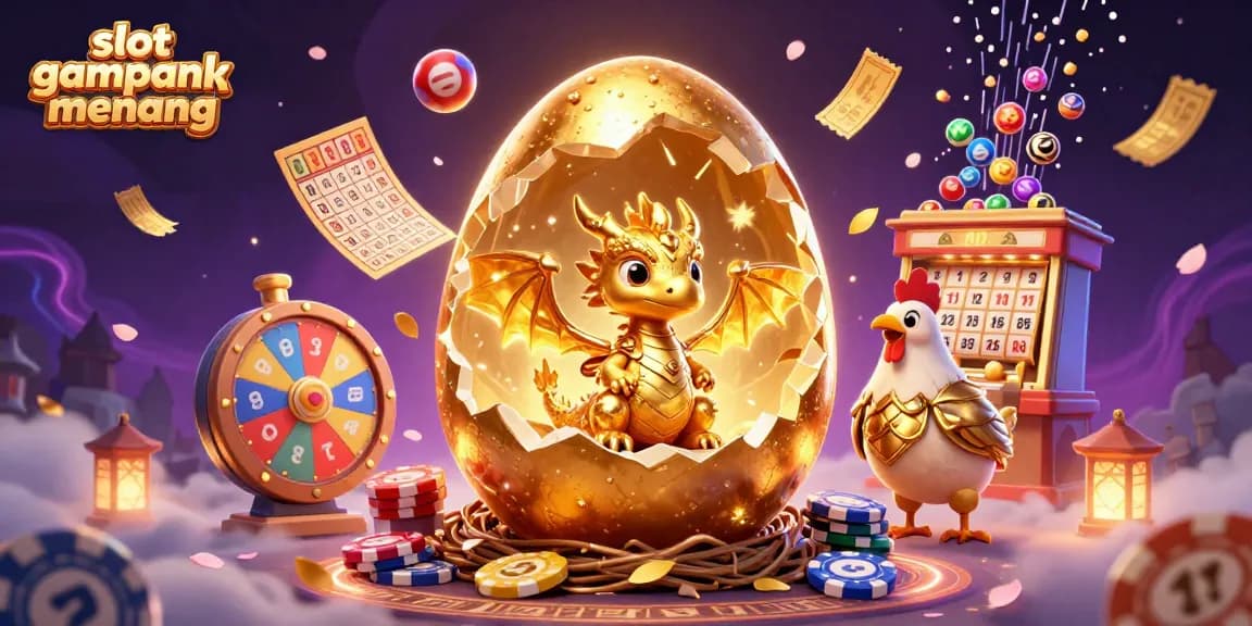 Experience the thrill of slot gampang menang with a magical gold dragon on poker chips amidst vibrant gambling elements.