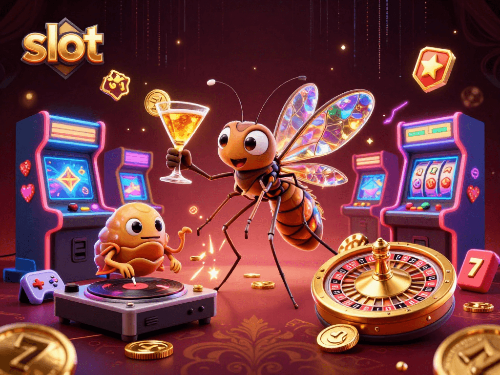 Engage with thrilling slot experiences in this vibrant 3D casino scene packed with action and energy.