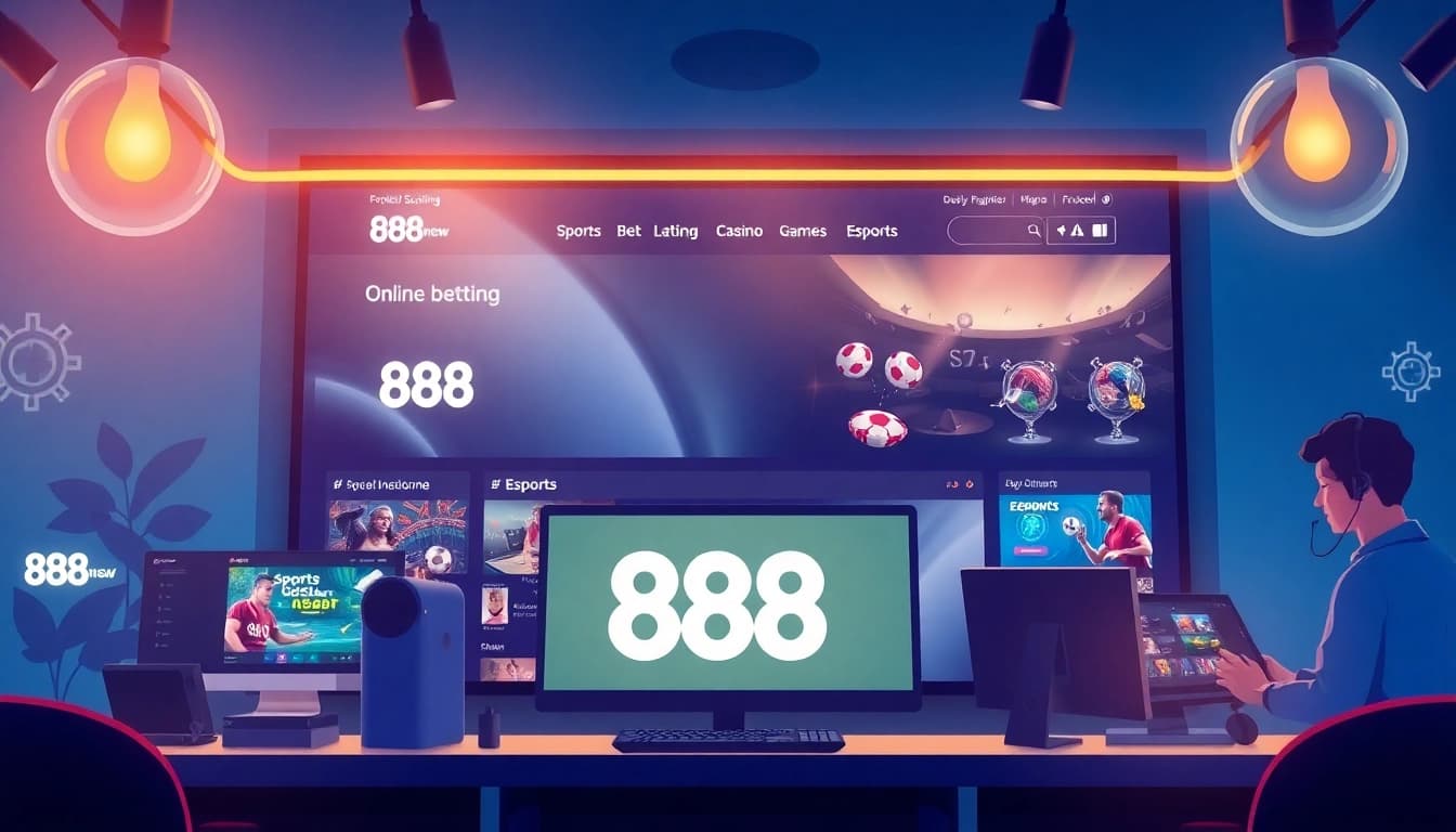 Engaging visual representation of 888new online gambling platform showcasing diverse gaming options and secure transactions.