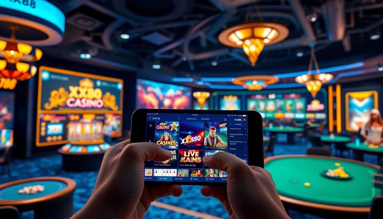 Dynamic interface of XX88 online betting platform showcasing casino games and secure features.