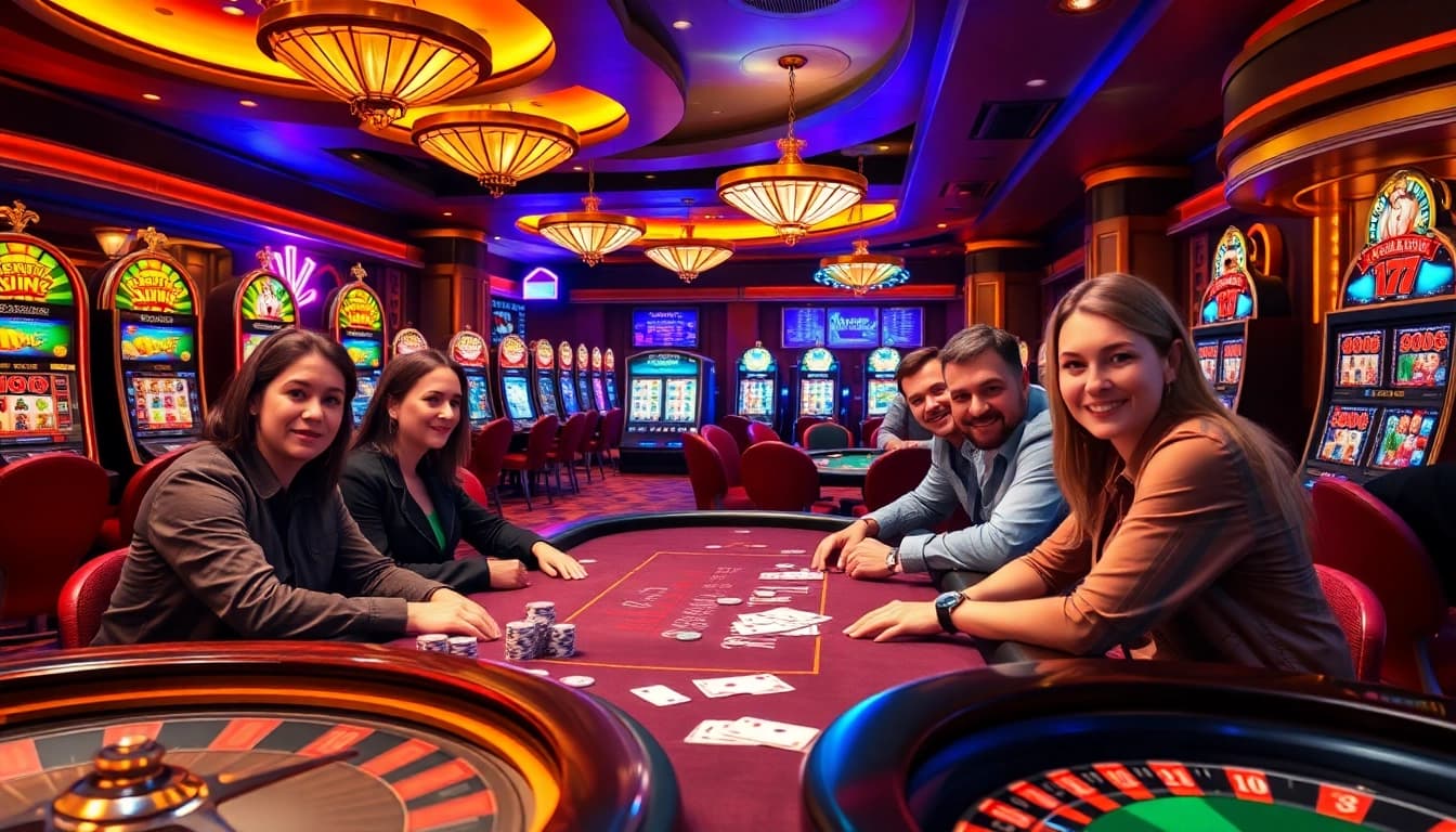 KJC live casino scene showing players at a high-stakes blackjack table, creating an exciting atmosphere.
