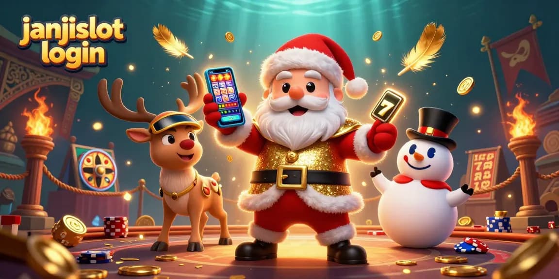 Engage in fun with janjislot login as Santa and friends celebrate winning moments with vibrant casino elements.