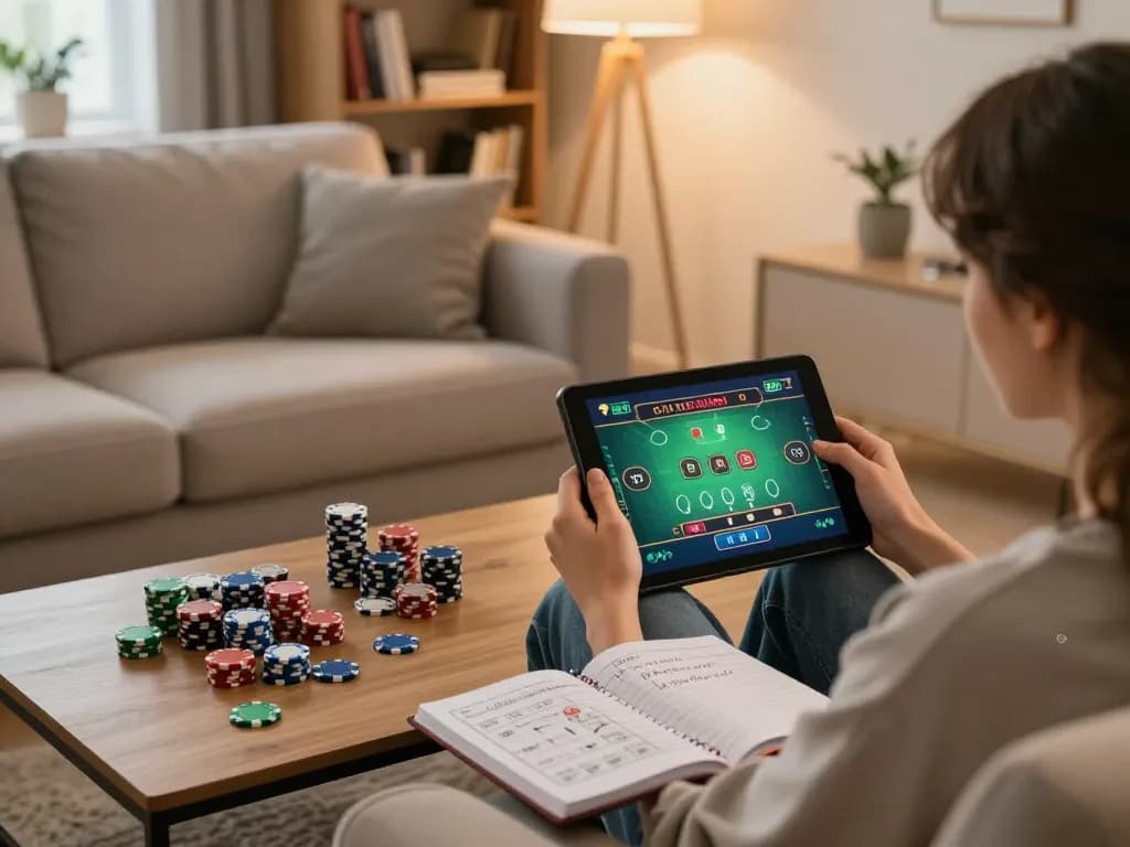 Player engaging in online casino game at home, exploring trang chủ sc88 on tablet.