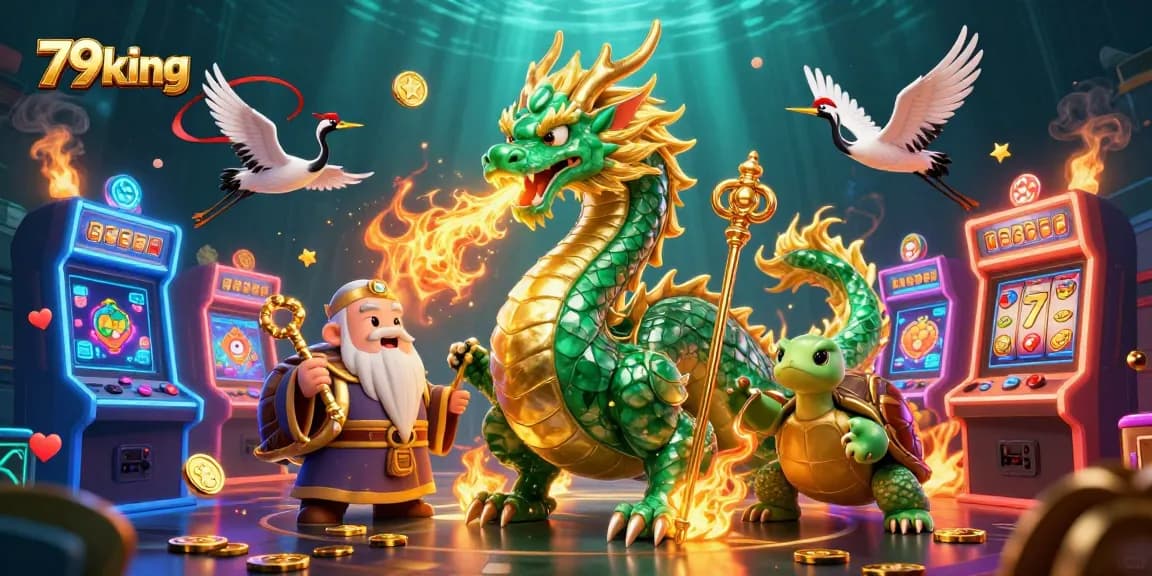 Experience thrilling gameplay at 79king with unique features, including a jade dragon and lucky symbols.