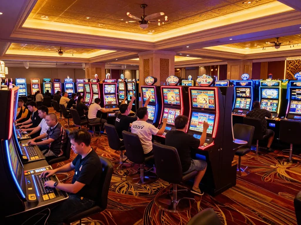 Players enjoying vibrant slots at DN88 casino, celebrating wins with excitement and energy.
