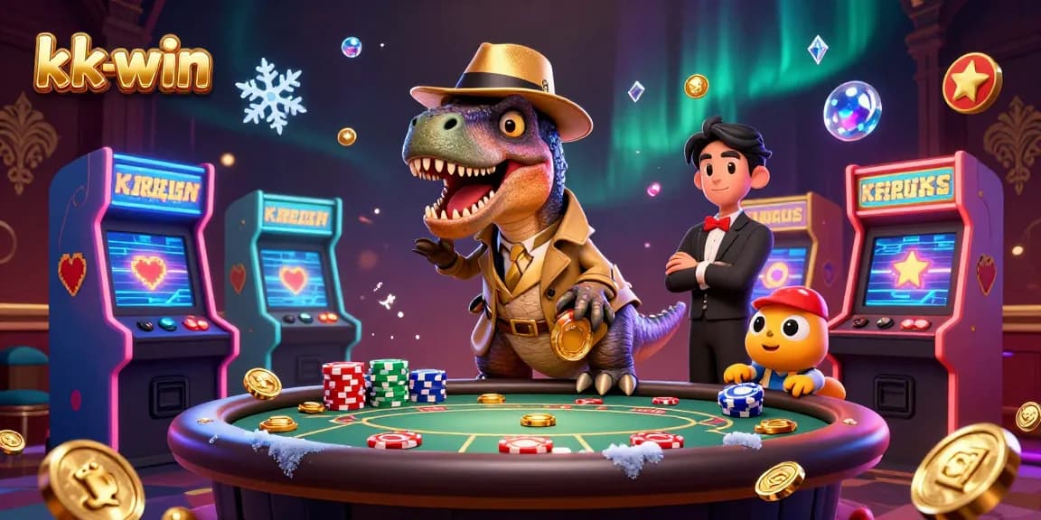 kk-win velociraptor card counter at blackjack table amidst casino games, showcasing vibrant action