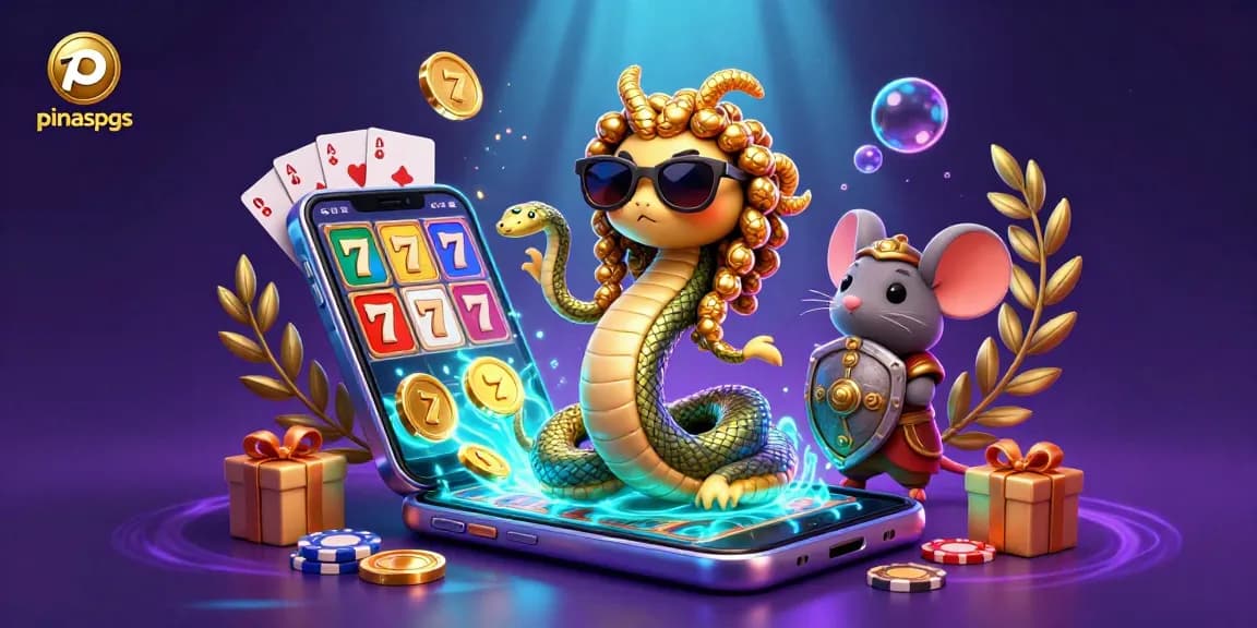Pinaspgs offers an engaging gambling experience with cartoon Medusa, golden coins, and a vibrant casino scene.