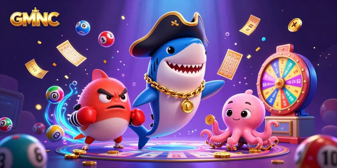 GMNC showcases thrilling lottery excitement with vibrant characters and dynamic game elements.