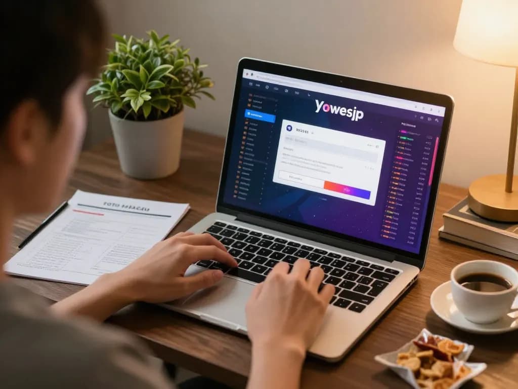 Engaging in Toto Macau gaming on the yowesjp login interface, showcasing a modern home setup.