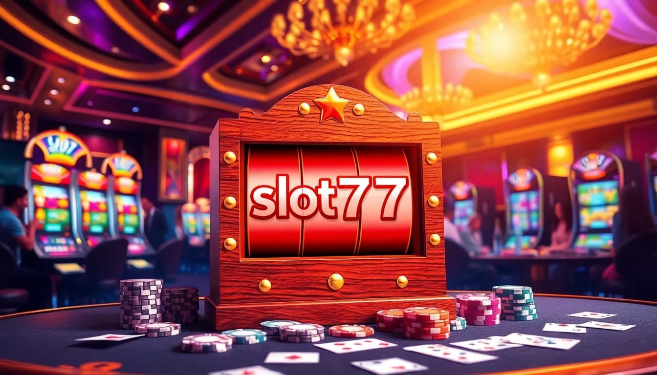 Exciting slot777 gaming scene showcasing vibrant casino atmosphere with players enjoying slot machines.