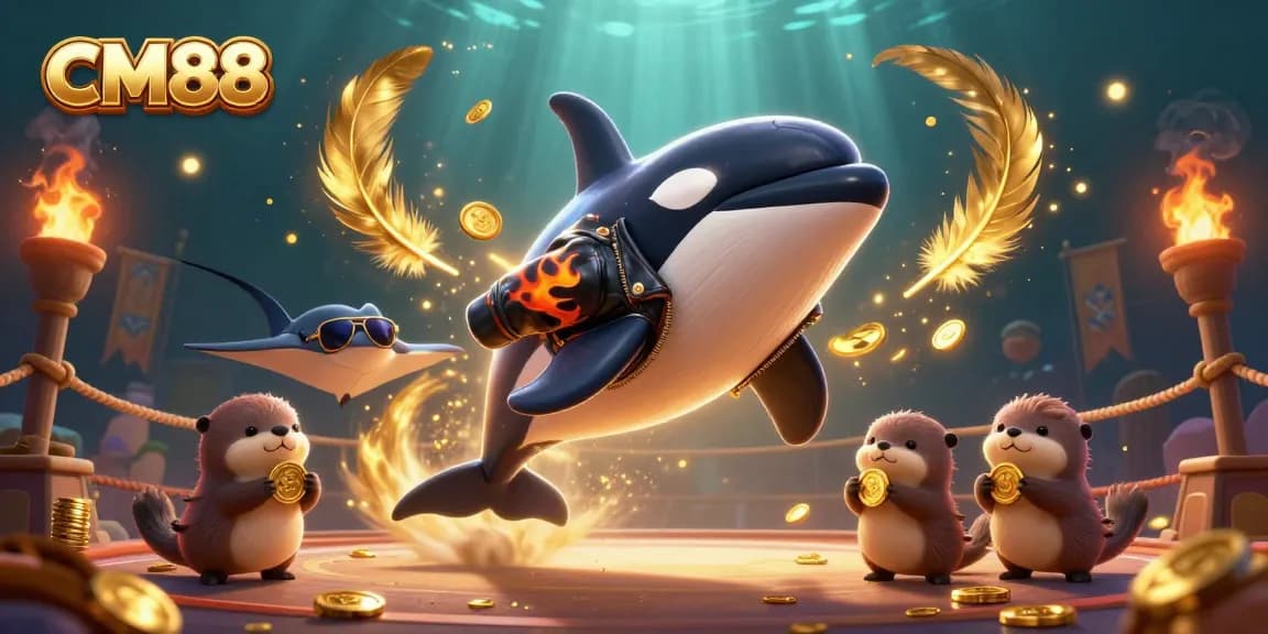 Experience thrilling gameplay at CM88 with an engaging underwater casino scene filled with vibrant characters and gold.