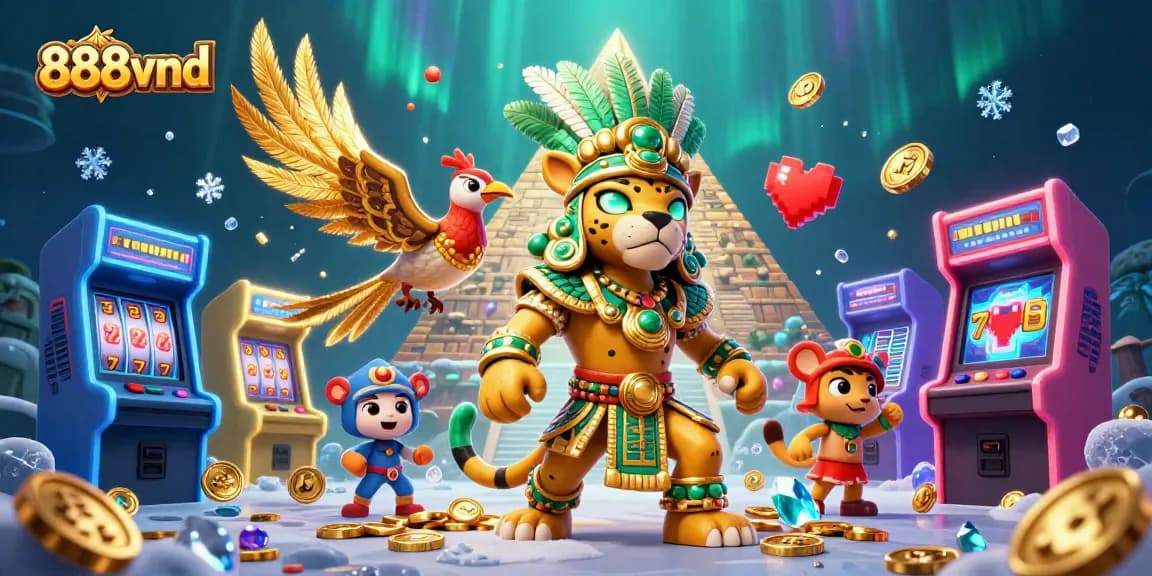 Experience the vibrant world of 888vnd casino gaming with dynamic characters and exciting game elements.