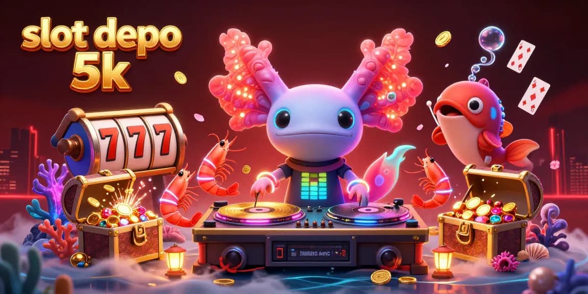 Experience thrilling fun with slot depo 5k in a vibrant underwater casino scene full of excitement.