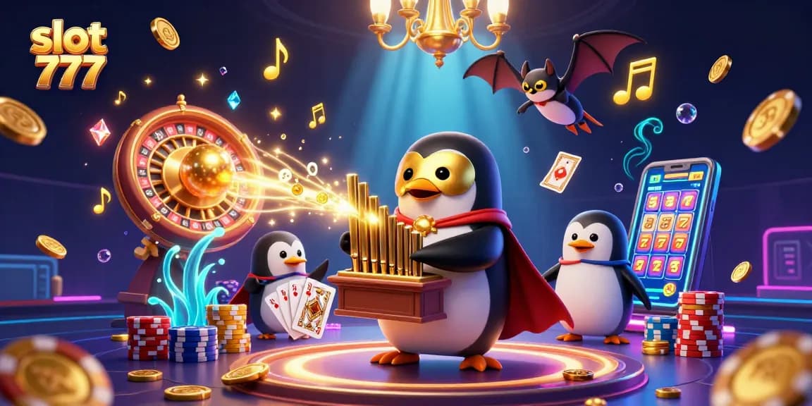 Menangkan slot 777 dengan menyaksikan penguin opera memukau menghasilkan koin emas.