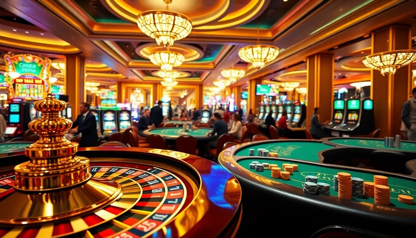 Experience the excitement of gambling at https://rr88.navy/ with vibrant casino tables and players engaged in thrilling games.