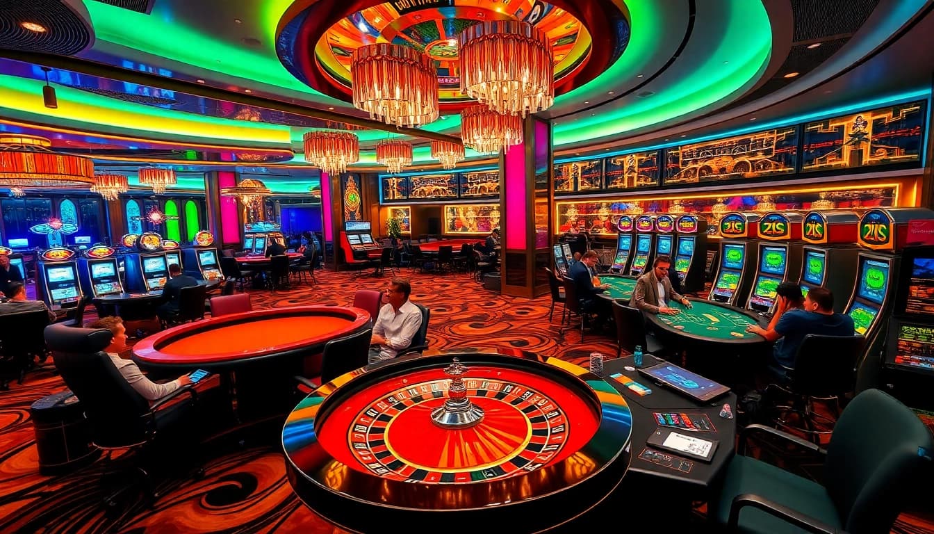 Engaging scene of sports betting with excitement for แทงบอล at a luxury casino.