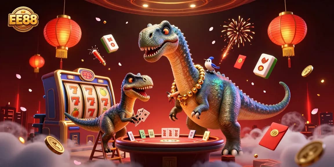 EE88 enhances your gaming experience with a captivating visual of animated casino elements.