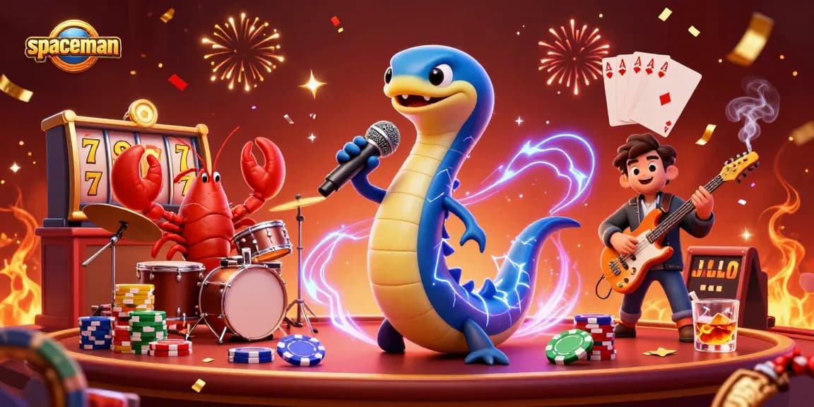 Experience the electrifying spaceman casino scene with vibrant characters and dynamic gambling elements.