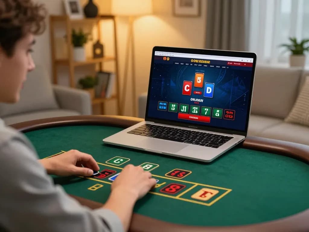 Player engaging with sc88 online blackjack table on laptop in a cozy home setting