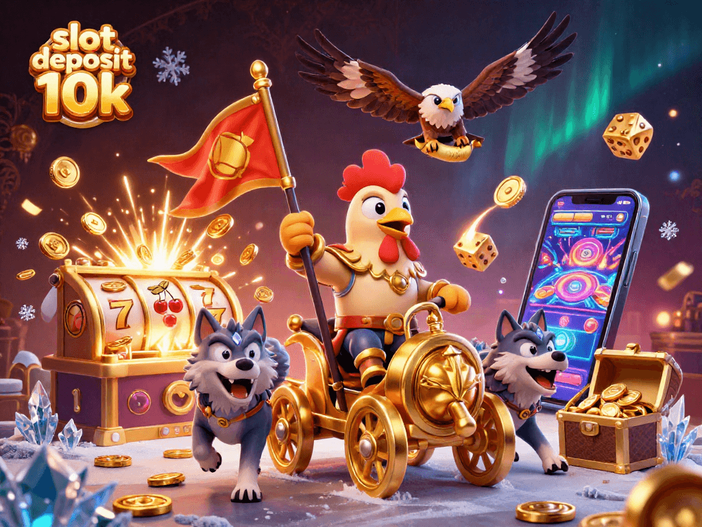 Experience excitement with slot deposit 10k in a vibrant casino scene bursting with winning symbols.