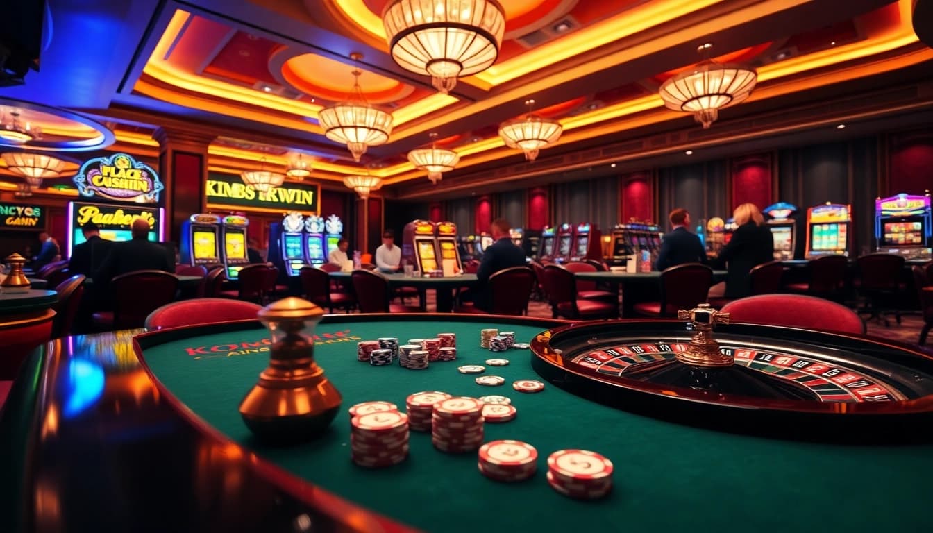 K88win showcases an elegant casino scene filled with poker chips, cards, and a glowing roulette wheel.