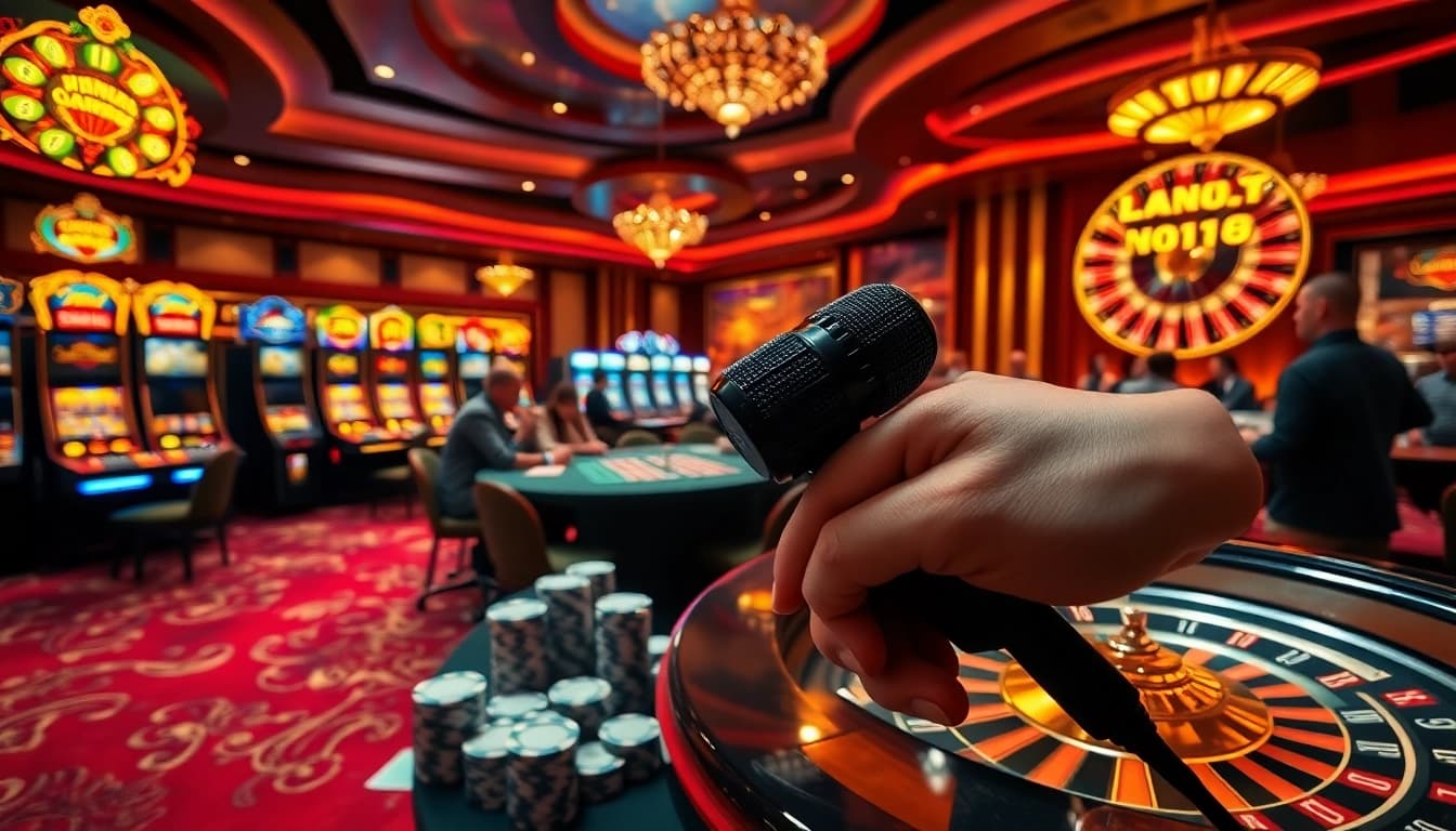 Experience the excitement of gambling with the MV88 microphone in a stunning casino environment.
