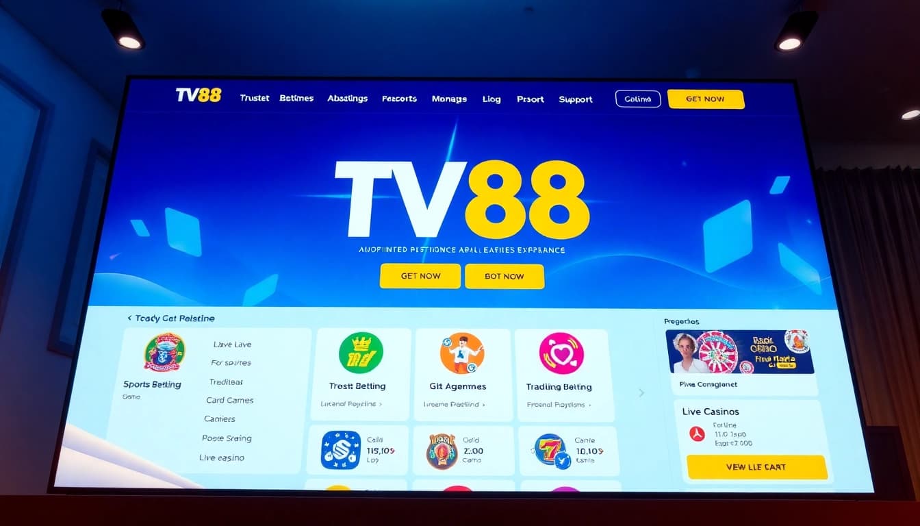 TV88 homepage interface, showcasing a modern online gaming experience with vibrant colors and user-friendly design.