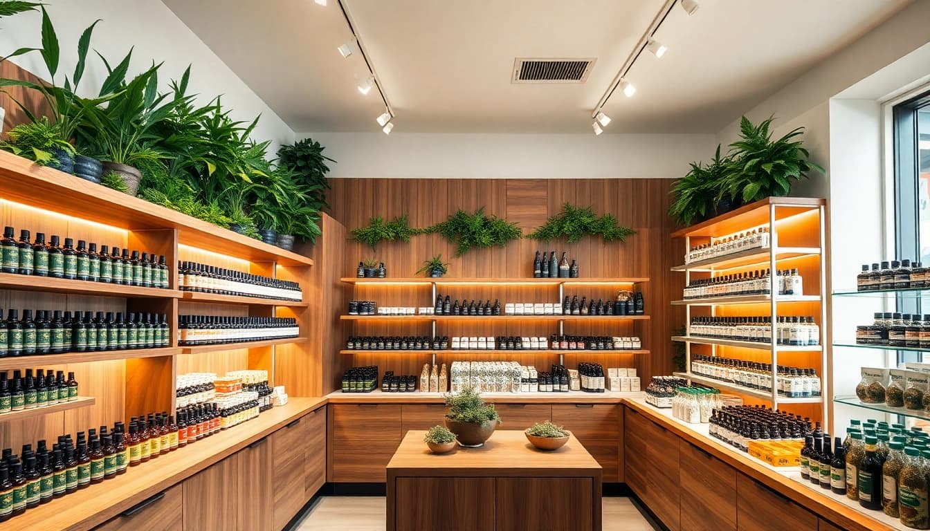 Showcasing a vibrant selection of geekthc cannabis products in a modern retail environment.
