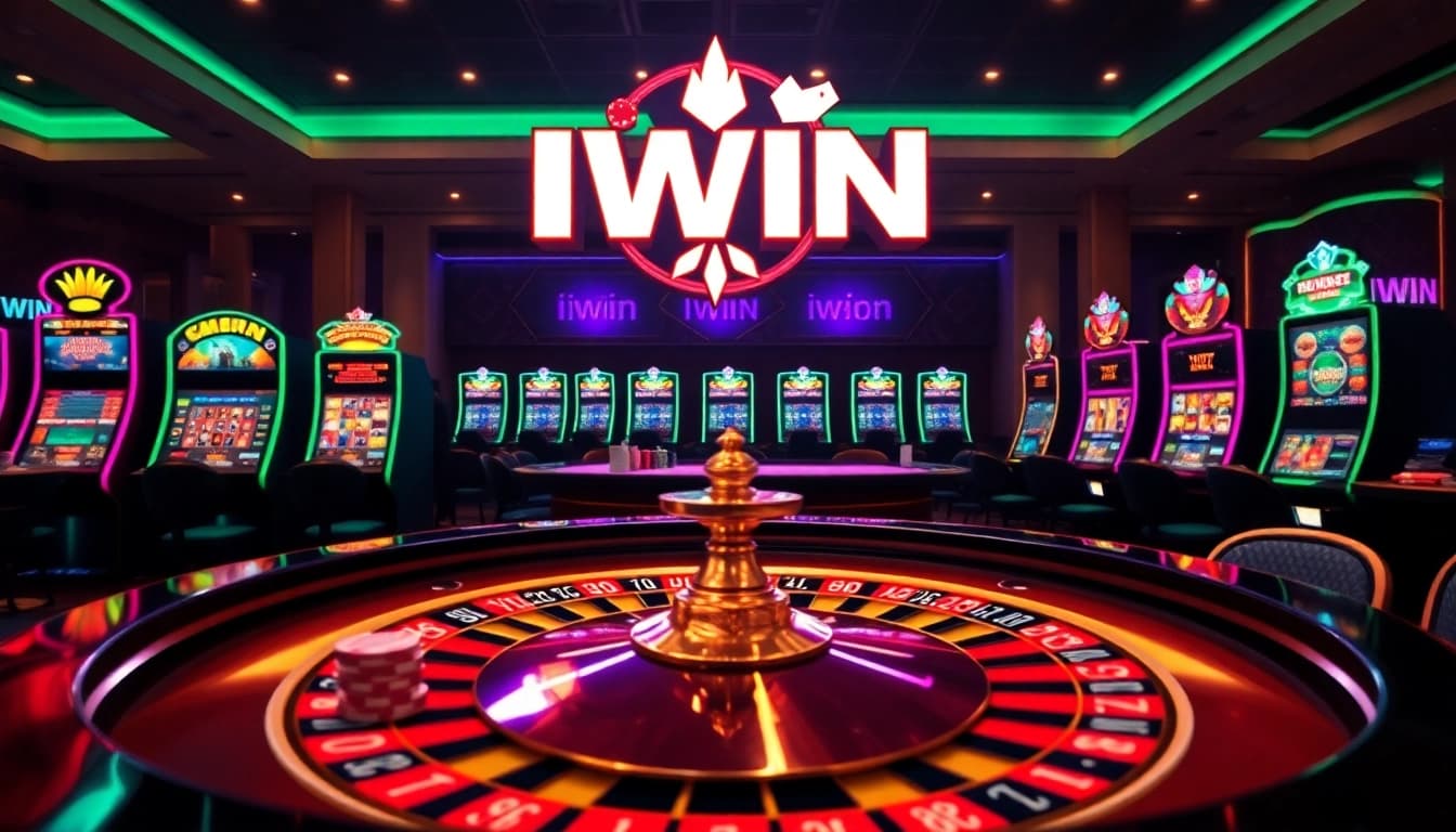 Players enjoying the thrilling atmosphere at iwin.cn.com, featuring roulette and slot machines.