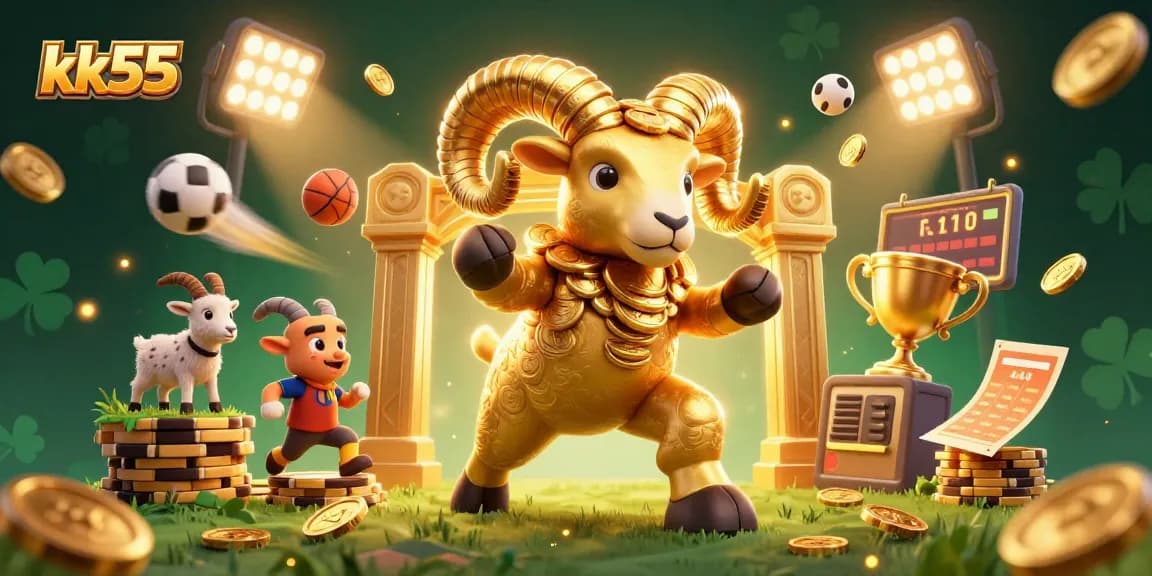 Engage in thrilling gameplay at kk55 with golden ram and vibrant sports elements.