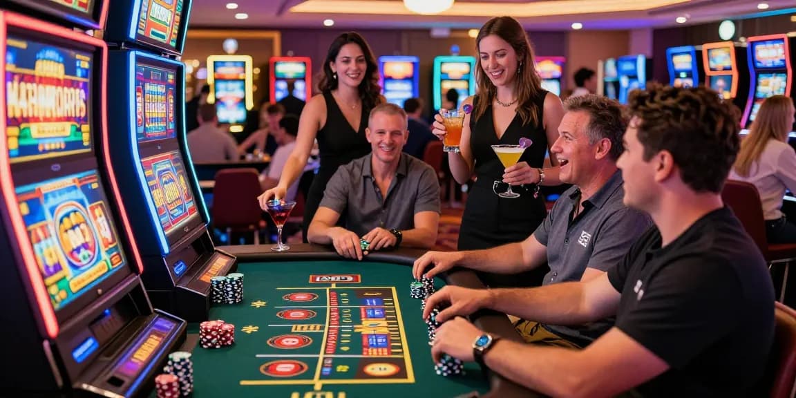 Players enjoying games at casinos that accept credit cards in a lively casino atmosphere.