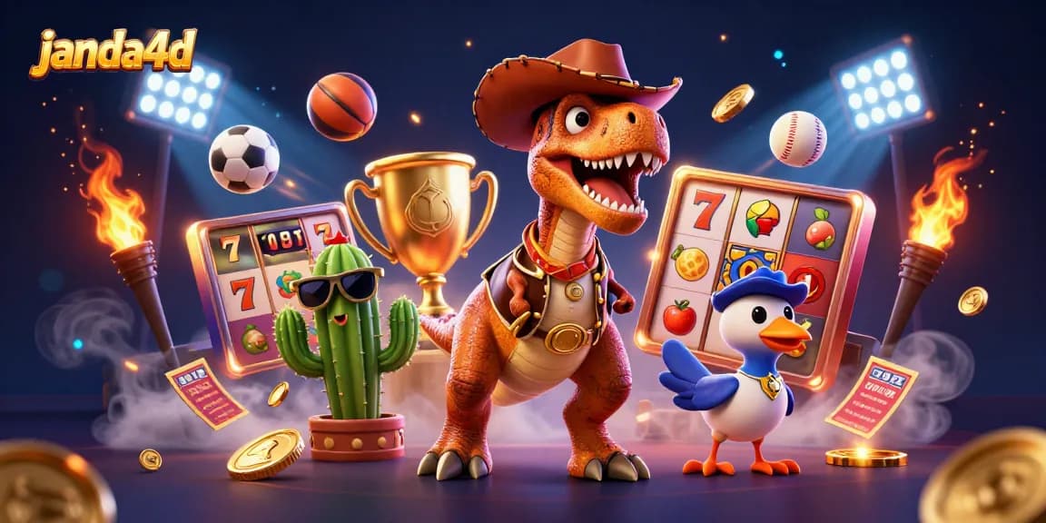 Pengalaman mendebarkan bermain slot di JANDA4D dengan karakter lucu dan elemen kasino yang dinamis.