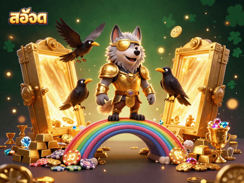 Engaging 3D art illustrates สล็อต excitement with Odin and ravens, treasure vaults, and casino chips.