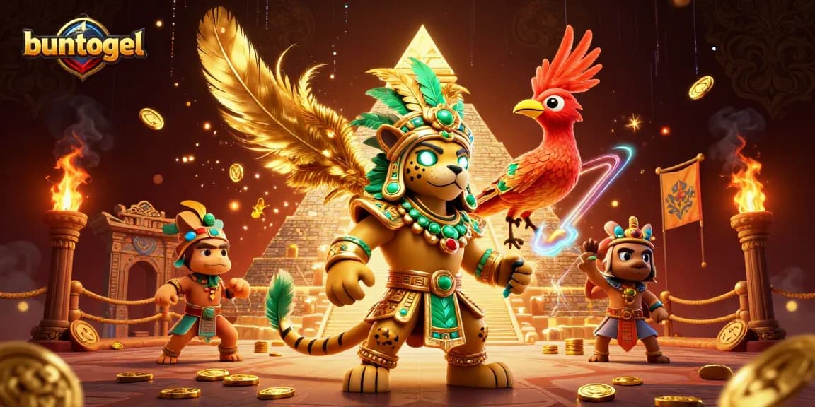 Immerse yourself in the world of buntogel with dynamic visual energy from a Mayan-themed gambling scene.