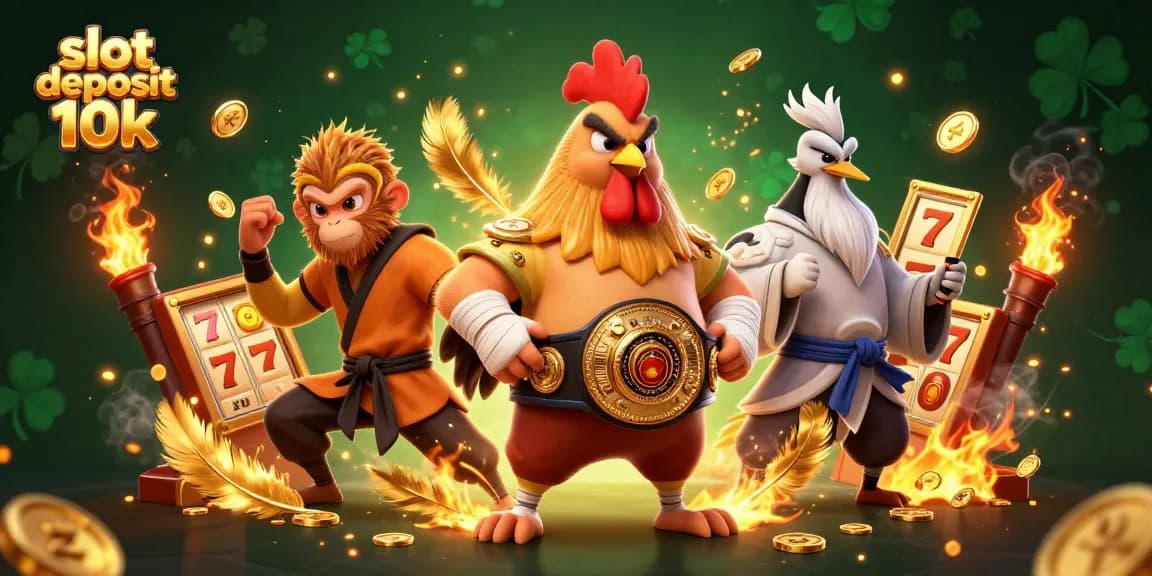Engage in thrilling action at slot deposit 10k with a fierce Muay Thai rooster and martial artists