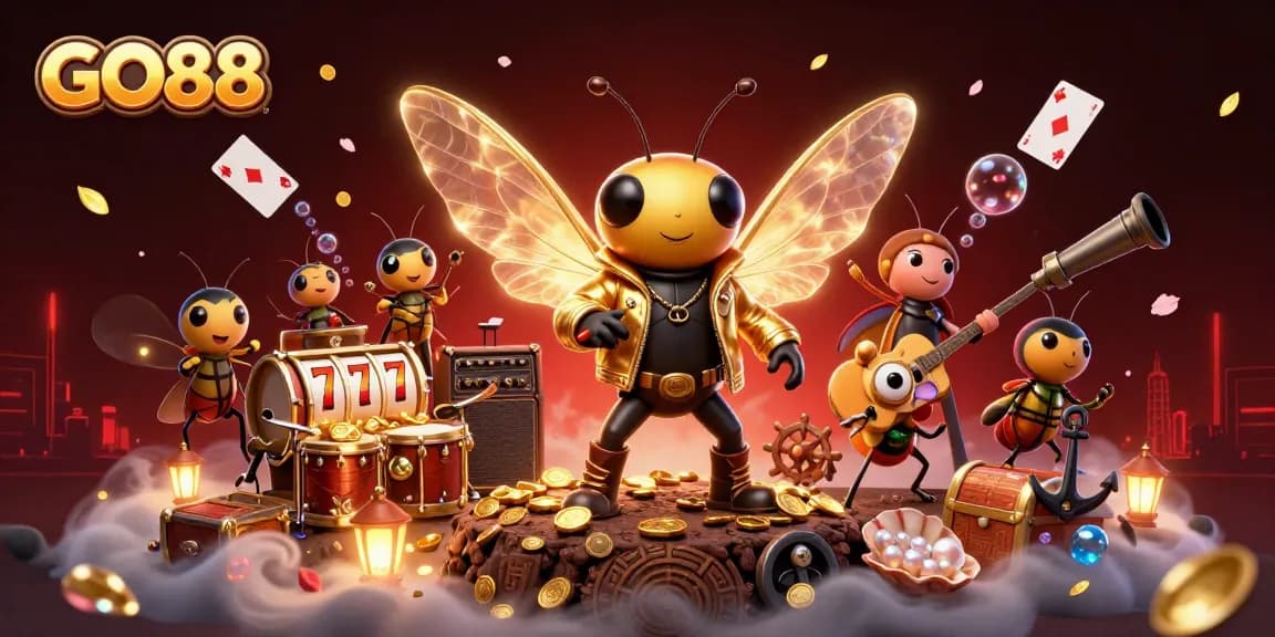 GO88 engages players with a vibrant 3D casino scene filled with stunning game elements.