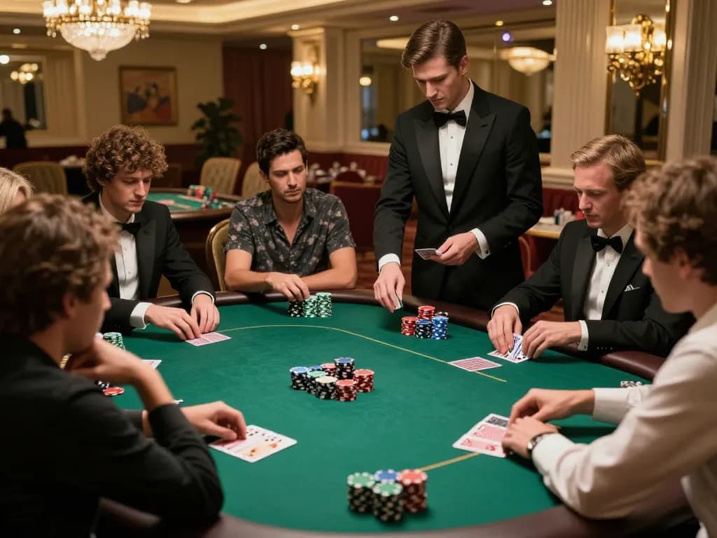 Players engaged in a thrilling poker game at vipwin79, showcasing high stakes and strategic gameplay.
