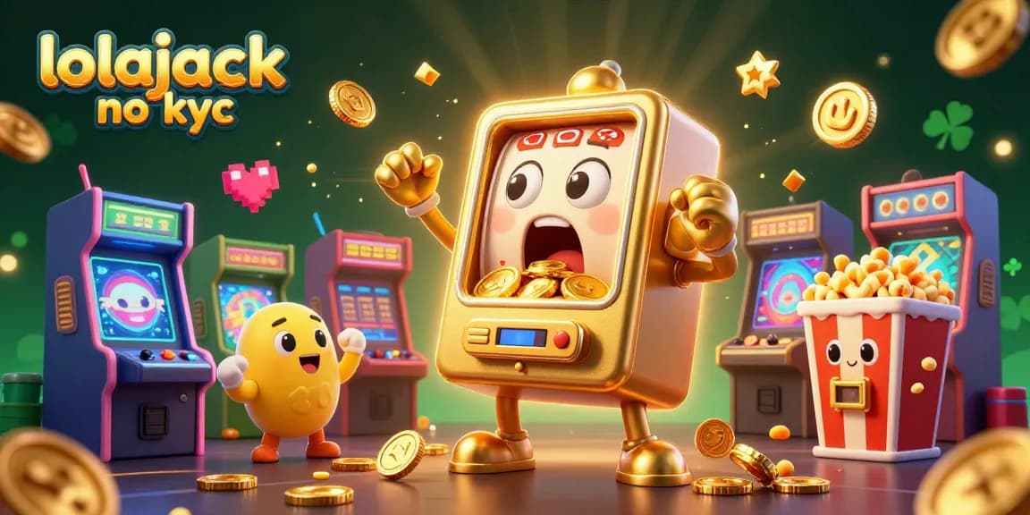 Experience excitement with lolajack no kyc as the golden slot machine hits a jackpot amid cheery machines.