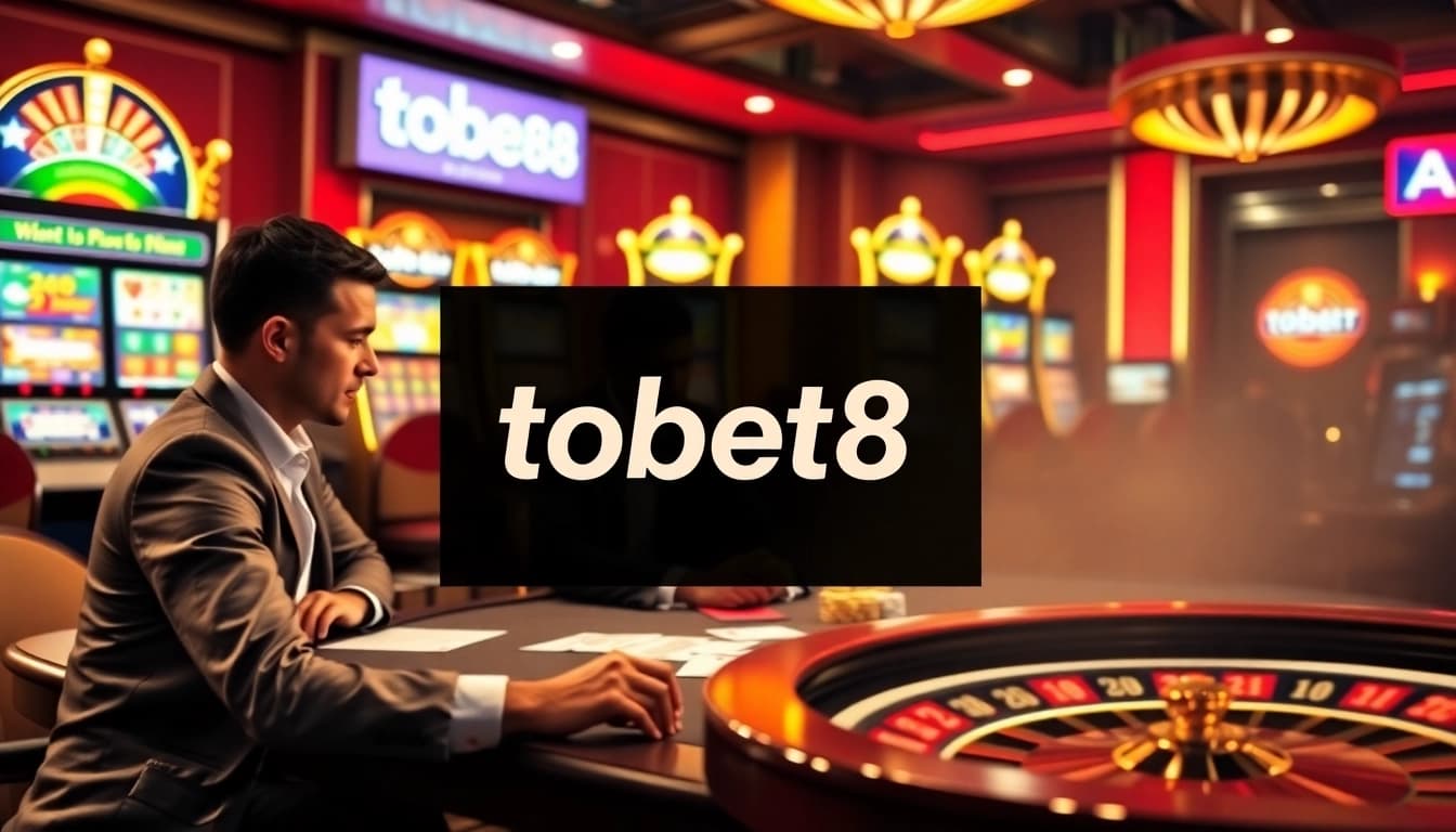 Engage with tobet88's vibrant online casino experience featuring poker tables, slot machines, and roulette.